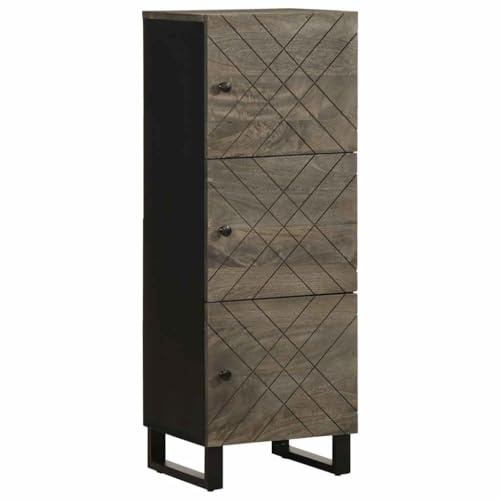 Ziaphsol Massiv mangoskiva 40 x 33 x 110 cm med metallfötter, förvaringsutrymme dörr och vägghållare, träskåp för vardagsrum, TV-skåp och skänk