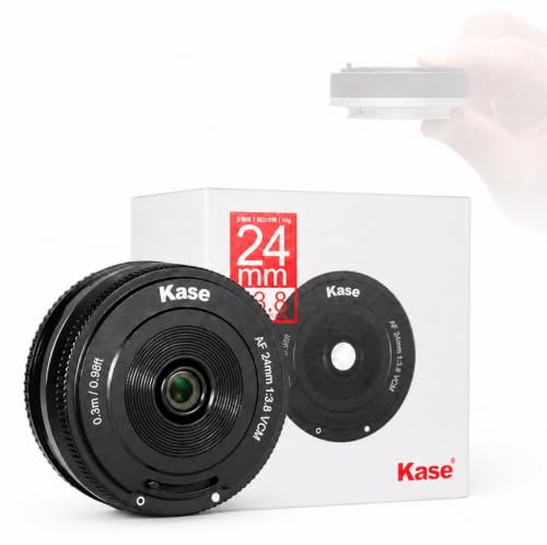 Kase 24mm F3.8 Objectif Pancake Plein Format Compatible avec Sony FE, Focale Fixe Grand-Angle Autofocus, Moteur VCM, Ultra-Léger 60g, Cache Coulissant Intégré pour Appareils Hybrides