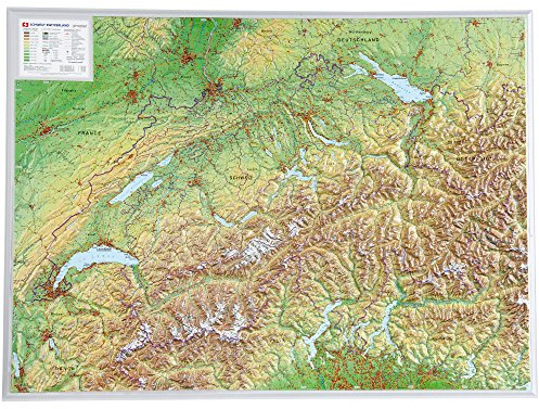 Schweiz 1:500.000 ohne Rahmen: Reliefkarte Schweiz 1:500.000 ohne Rahmen (Tiefgezogenes Kunststoffrelief)