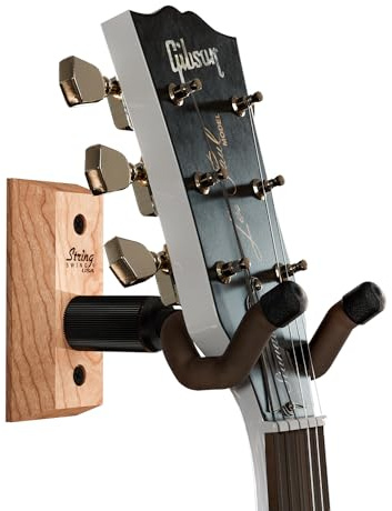 String Swing Supporto per chitarra elettrica, acustica e basso, accessorio per casa o studio, sicuro senza custodie rigide, in legno di ciliegio, CC01K-C