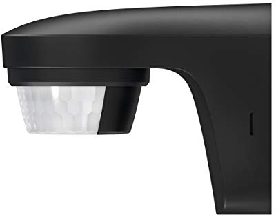 Theben 1010506 theLuxa S180 BK rilevatore di movimento PIR a 180° per esterni, tipo di protezione IP 55, testa del rivelatore orientabile in orizzontale di ± 90° e inclinabile verso il basso di 30°