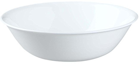 Corelle 0.95 Litre Vitrelle Glass Winter Frost White Serving Bowl, Pack of 3