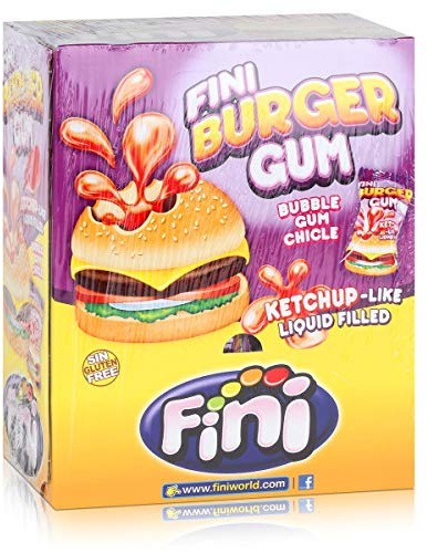 Verdes Fini Boom Burger Pz 200 Chewing Gum a Forma di Hamburgher con Ripieno Liquido - Incartati Singolarmente e senza Glutine - 30 g
