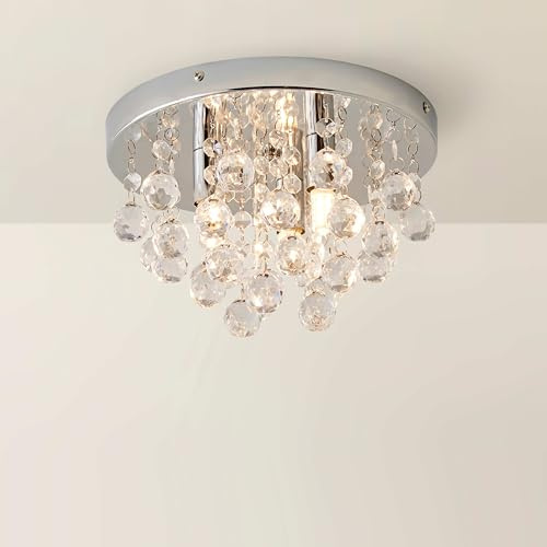 MiniSun | Modern Polished Chrome and Clear Acrylic Droplet Ceiling Light Fitting | Pendant Lights, Home Décor & Improvement Essential | Mains Wired