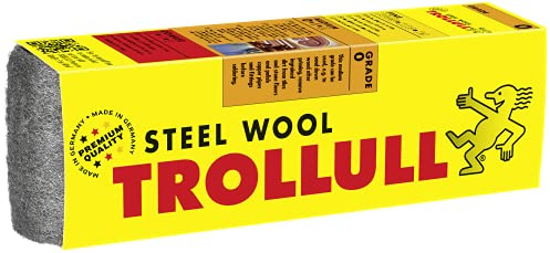 Trollull Laine d'acier | Laine métallique 200 g Medium 0 peut être utilisée pour poncer le bois, enlever la saleté des carreaux et des sols en pierre, polir les tuyaux et raccords en cuivre