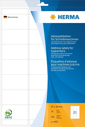 Adressetiketten 67x38mm 420ST HERMA 4431 A4