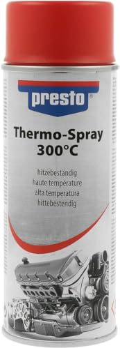presto Thermo-Spray Rot 400 ml - Sprühfarbe hitzebeständig bis 300°C | Hochtemperaturlack auf Silikonharzbasis, hitzebeständig bis 300°C – ideal für Grill, Ofen, Auspuff und Kamin