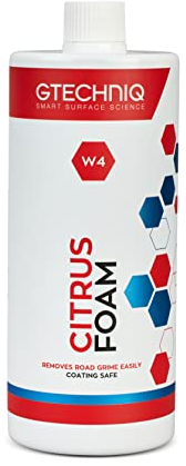 Gtechniq Auto W4 Snow Foam Car Shampoo and Degreaser For Cars, 100% Biodegradable Non-Caustic Pre-Wash Snow Foam Car Wash, 1L