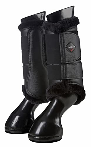 LeMieux Fleece Lined Brushing Horse Boots - Protective Gear and Training Equipment - Equine Boots, Wraps & Accessories (Black/Large)