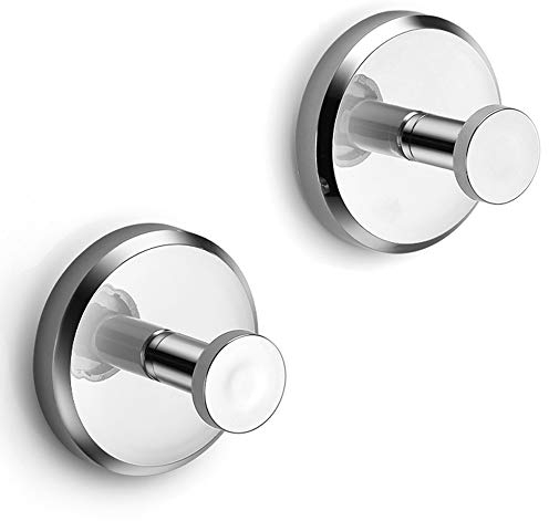 HOME SO Suction Cup Hooks for Shower, Bathroom, Kitchen, Glass Door, Mirror, Tile – Loofah, Towel, Coat, Bath Robe Hook Holder for Hanging up to 15 lbs – Waterproof & Rustproof, Chrome (2-Pack) …