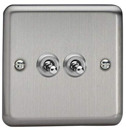 Varilight - 2G 1 or 2W 10A Classic Toggle Switch Matt Chrome - XST2
