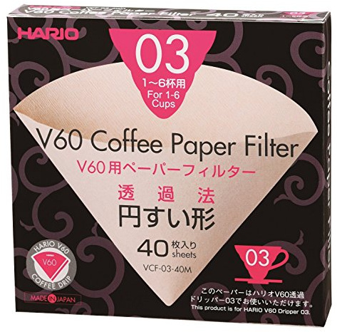 Hario Paper Filter Misarashi for 03 Dripper, Pack of 40, Brown, VCF-03-40M