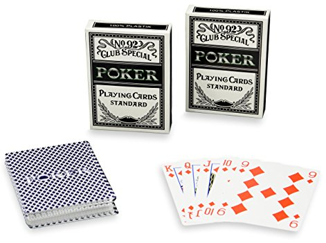 Nexos Trading Kunststoff-Pokerkarten 2 Decks á 54 Blatt Doppeldeck Rückseite Bedruckt französisches Blatt PVC Poker Plastikkarten Spielkarten wasserfest
