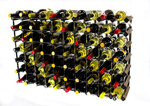 Classic 70 Bottle Dark Oak Stain Wood/galvanised Metal Wine Rack