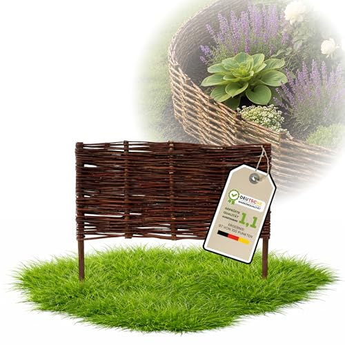 Floranica 1 pezzo Recinzione in vimini 40 cm x 60 cm – Staccionata da giardino intrecciata Palizzata Recinzione naturale Bordo aiuola