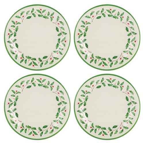 Lenox 863669 Holiday 4-Piece Melamine Dinner Plate Set, Christmas Dinnerware, Hosting