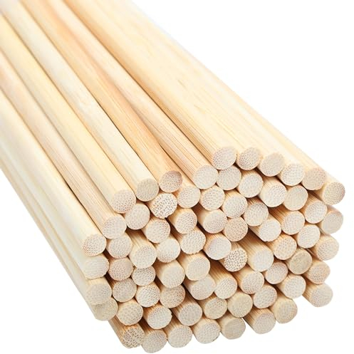 Belle Vous 100 Stk Naturbelassene Runde Bambus-Bastelholz Stäbe - 30 cm - Extra Langes 7 mm Rundstab Holz - Starke Holzstäbchen zum Basteln für Holzarbeiten, Kunstprojekte, Dekorationen & Heimwerker