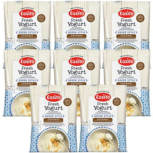 EasiYo Yogurt Greek Style Coconut With Coconut Bits 8 Pack Yoghurt