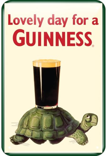 Guinness Placa metálica con diseño de tortuga Guinness (20 cm x 30 cm)