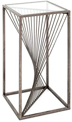 HAKU Beistelltisch Bronze Metall Couchtisch Sicherheitsglas 8 mm - Maße: B 30 x H 60 x T 30 cm Style: Art Deco