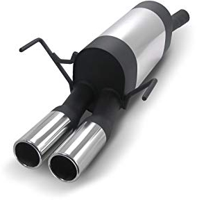 JOM Car Parts & Car Hifi GmbH 85684 Edelstahl-Endschalldämpfer mit 2X 76mm Endrohren gerade