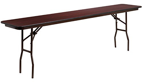 Flash Furniture Frankie 8' Mahogany Melamine Laminate Folding Training and Event Table, Wooden Rectangular Folding Training Table, Brown