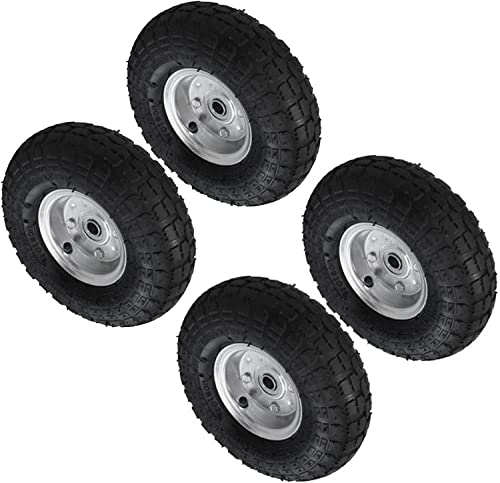 Pack Of 2-10 Pneumatic Wheels - Replacement Tyres for For Sack Trucks, Wheelbarrows, Garden Carts, Hand Trucks, Utility Wagons - 4.1/3.5-4.0 Emergency Tyre | Heavy Duty Rubber - Easy to Install