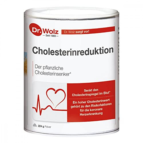 Dr. Wolz Cholesterinreduktion Pulver 224g - Cholesterin Pulver mit Hafer-Beta-Glucanen - Cholesterin Komplex mit Vitamin B1, B6 & B12 - Pflanzliches Nahrungsergänzungsmittel - vegan