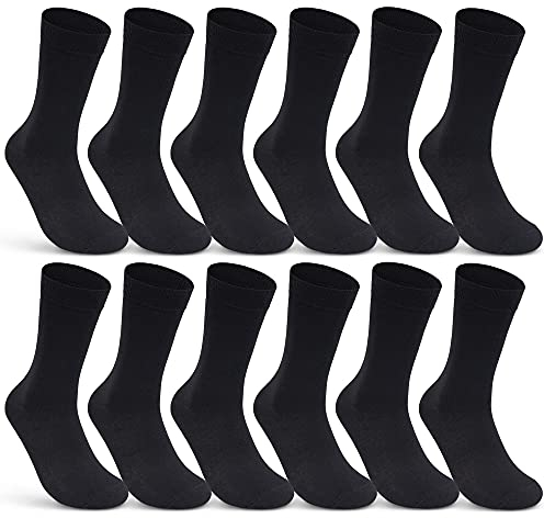 6 | 12 | 24 Paar Socken Herren Schwarz Business Socken Baumwolle 10700 (Schwarz 12 Paar 43-46)