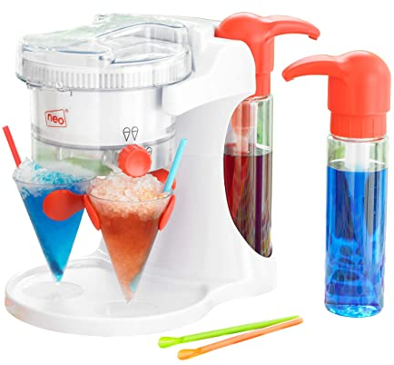 Neo Ice Snow Cone Slushie Slushy Slush Cold Shaver Maker Ice Scraper Drinks Cocktail Machine Electric Crusher Dispenser with 4 Straws & 4 Cups