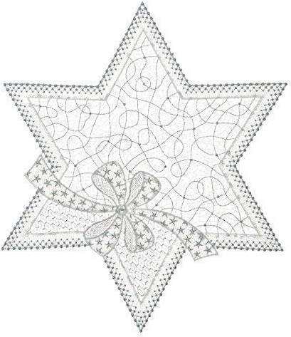 Plauener Spitze Deckchen Heiligabend 32 cm, Tischschmuck, Deko, Tischdekoration (Ecru-Silber)
