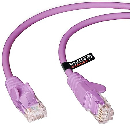 rhinocables CAT 5e High-Speed Ethernet Cable - Reliable LAN Network RJ45 Cable for Fast Internet & Data Transfer | Durable WiFi Broadband Cable for Gaming & Streaming, (15m, Purple, Pack of 1)