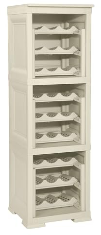 Tontarelli Columna P.BOTTIGLIE, BOT. 3 Estantería de Almacenamiento Modular con Estante para 27 Botellas, Madera, Gris Angora, 40x42.5x125 cm