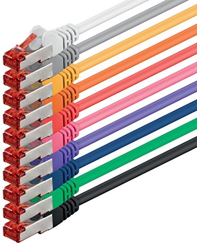 1aTTack.de 10x 0,5m - Câble patch câble réseau Cat 6 Cat6 RJ45 SFTP - 10 couleurs