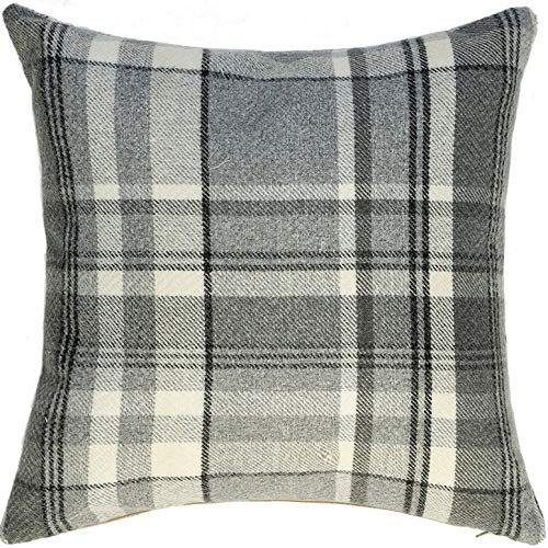 McAlister Textiles Lyxiga tartan prydnadskuddöverdrag. Highlands tartan spridningskuddar för soffor och sovrum kolgrå 43 x 43 cm - 17 x 17 tum arvsserie