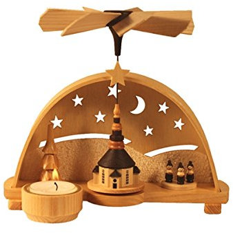 Rudolphs Schatzkiste Schwibbogenpyramide mit der Seiffener Kirche HxBxT 18x20x14,5cm NEU Lichterbogen Fensterbogen Erzgebirge Seiffen Weihnachten Holz Dekoration