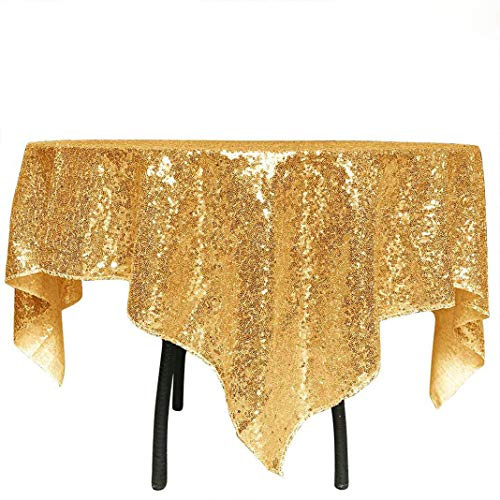 ShinyBeauty Sequin Tablecloth-Gold Sequin Table Overlay and Sequin Tablecloth/Linen for Wedding/Party/Event/Decoration-Gold (36inx36in)