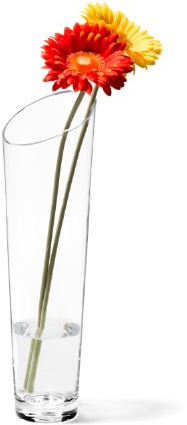Leonardo Dynamic Vase, hohe schmale Bodenvase für Blumen oder Deko aus Klarglas, mit abgeschrägter Öffnung, 40 x 12,5 x 12,5 cm, 1,2 kg, 2,4 l, 012305