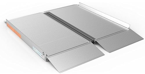 EZ-ACCESS - Portable Wheelchair Ramp - Handicap Ramp for Home, Portable Ramps for Wheelchairs with Ergonomic Handles, Extruded Tread & Self-Adjusting Bottom Transition Plates, 3 x 30 Inches Singlefold