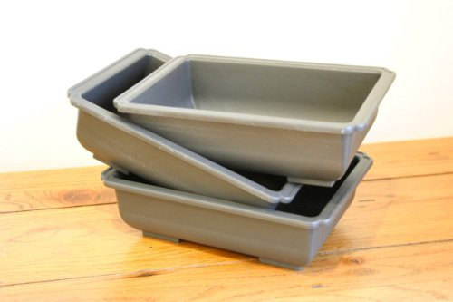 Set of 3 Bonsai Tree Plastic Training Pots - Grey 20cm x 14cm x 6cm