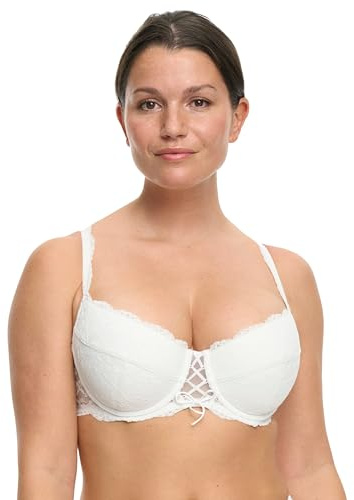 SUSA Dirndl BH Damen mit Bügel Wiesn-Zauber I Push-Up BH mit wattierten Schalen I Entnehmbare Push-Ups I Damen-BHs für ein außergewöhnliches Dekolleté I weiß I 85B