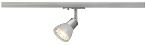 SLV LED Schienen-Strahler Puria Track, Dreh und schwenkbarer 1-Phasen-Strahler, LED Spot, Deckenstrahler, Deckenleuchte, Schienensystem, Innenbeleuchtung, 1P-Lampe, GU10 QPAR51, Grau