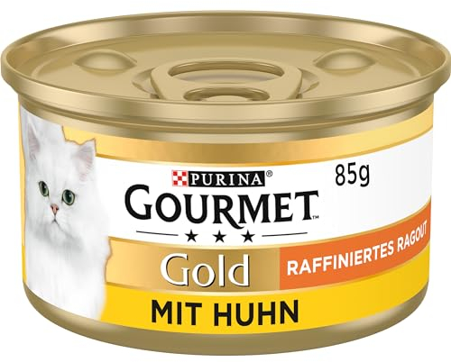 Gourmet Gold Raffiniertes Ragout Katzenfutter nass, mit Huhn, 12er Pack (12 x 85g)