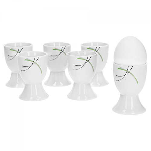 Set Eierbecher Donna 4,8cm - weißes Porzellan mit Liniendekor 6 Stück