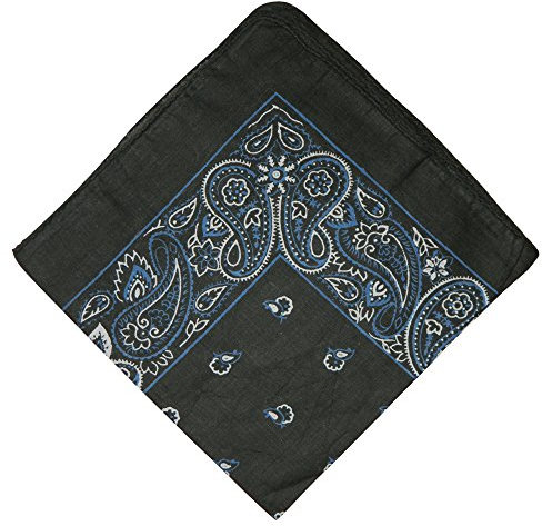 Bandana 2x Nickytücher schwarz mit blau-weißem Paisley Kopftücher Baumwolle 50x50 cm Accessoire