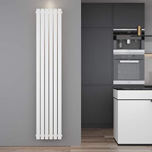 ELEGANT Design Röhren Heizkörper Vertikal 1800x350mm Weiß | Oval Paneelheizkörper Mittelanschluss Doppellagig