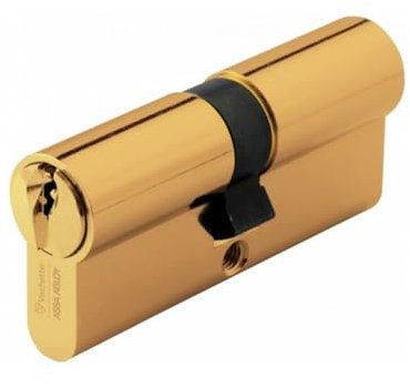 Vachette Cilindro di serratura meccanica FIRST per porta, doppio ingresso, 30 x 30 mm, meccanismo a 5 perni di sicurezza, 3 chiavi, installazione facile, garanzia 2 anni, finitura ottone
