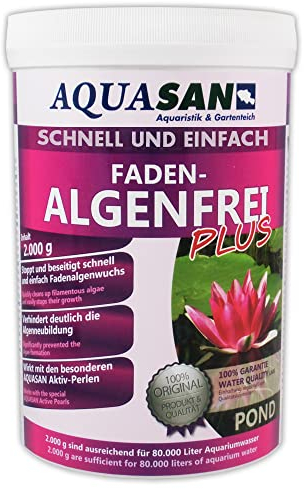AQUASAN Gartenteich Faden-Algenfrei Plus (Beseitigt schnell und stoppt Fadenalgen im Teich. Der Fadenalgen-Entferner, Fadenalgen-Vernichter, Fadenalgen-Mittel), Inhalt:2 kg