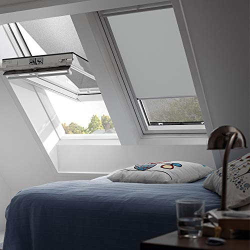 VELUX Original Verdunkelungsrollo Rollo für VL, VU, VKU / Y89 / Stofffarbe Standard 0705 / Uni Grau, Schienenfarbe Silber // DKL Y89 0705S