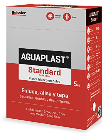 AGUAPLAST 5448B7 Standard Plaste blanco en polvo para grietas, 5 Kg